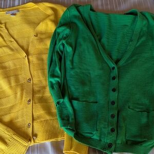 Vibrant Green and Yellow Women's Sweater Set